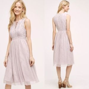 NWT Anthropologie Size 0 Moulinette Soeurs Lilac Embroidered Lace Up Dress $268